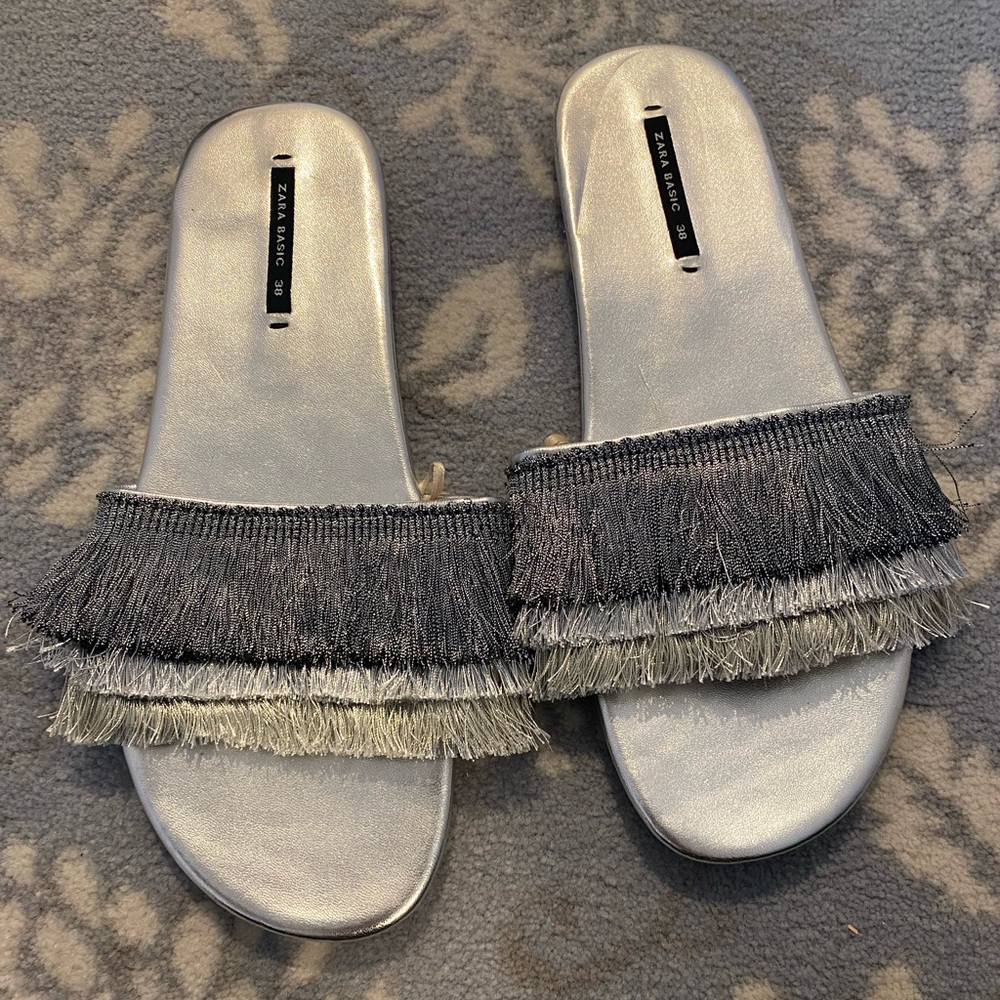 Zara silver fringe sandal